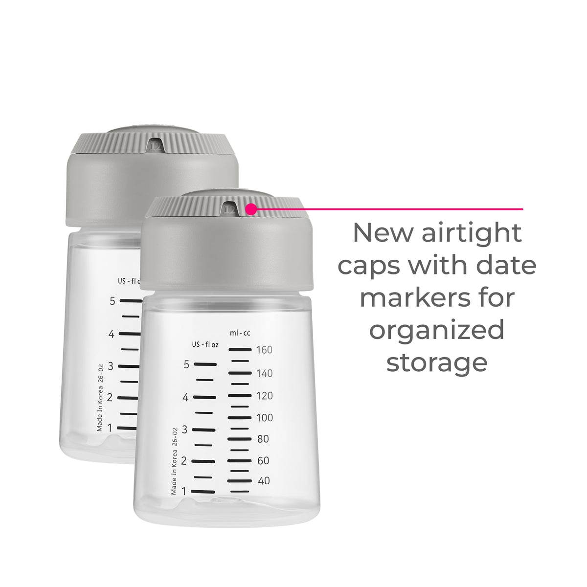 Milk Bottle Set with New Airtight Caps
