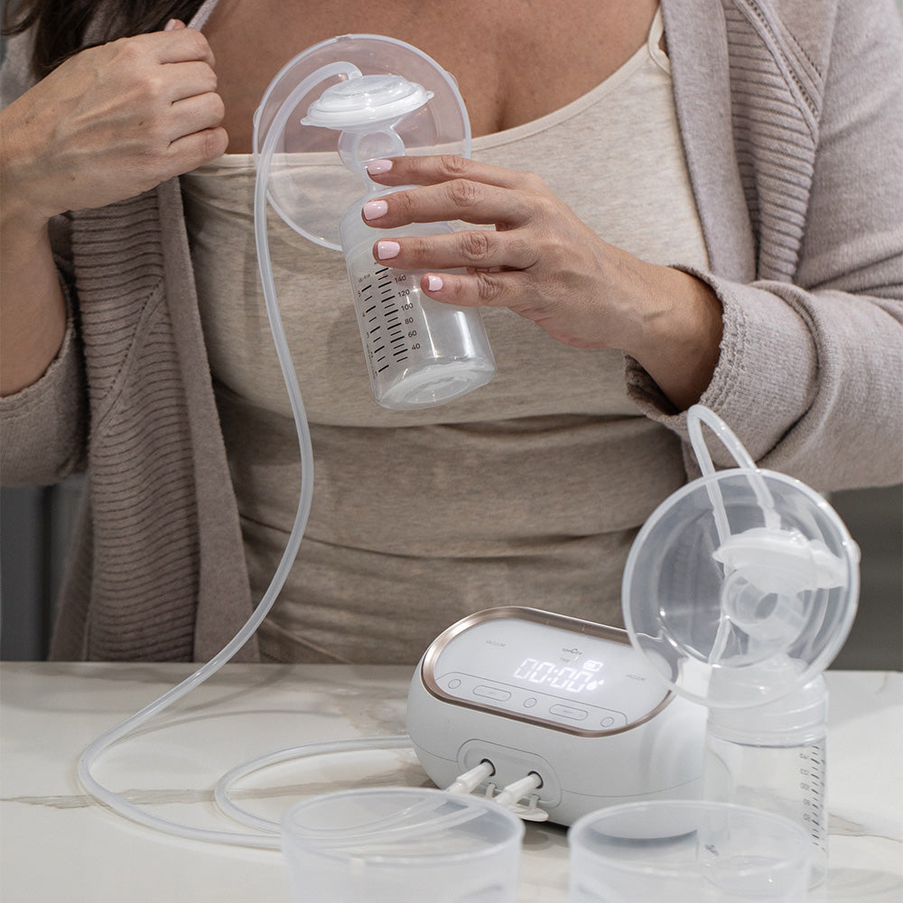 On-the-Go Plus Synergy Gold® Portable Breast Pump & CaraCups Wearable Milk Collection Hands-Free Inserts