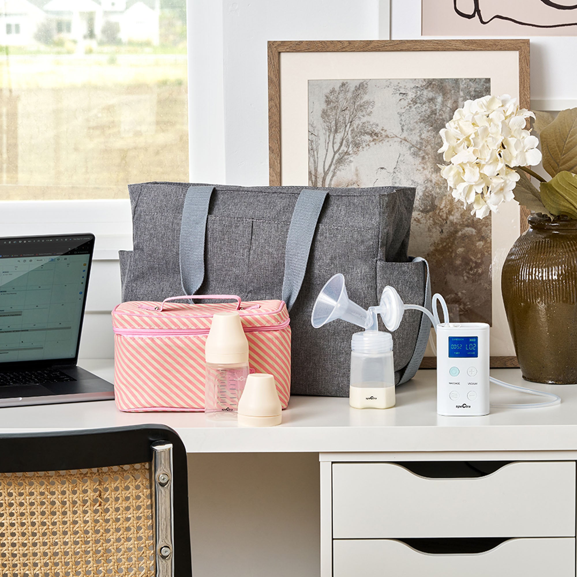 9 Plus Portable Pump Bundle – Tote & Pink Cooler