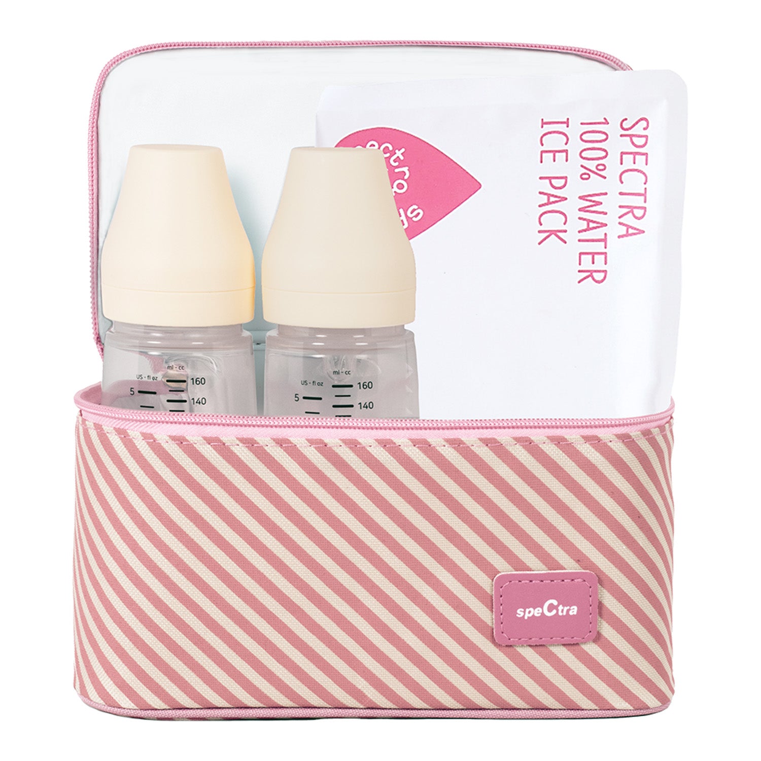 Pink Cooler with Ice Pack and Wide Neck Bottles Kit